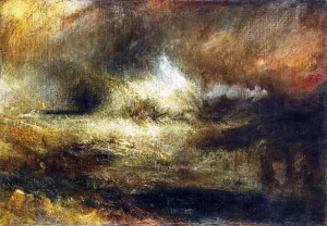 Stormy Sea with Blazing Wreck painting by Joseph Mallord William Turner