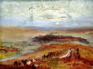 Sunrise over Plain, with Figures by Joseph Mallord William Turner - Oil Painting Reproduction
