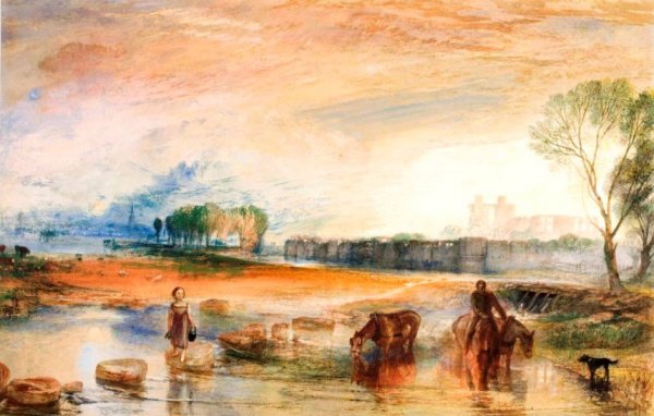 Sunset and Moonrise by Joseph Mallord William Turner - Hand-Painted Oil Painting Reproduction