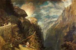 The Battle of Fort Rock, Val d'Aouste, Piedmont by Joseph Mallord William Turner - Oil Painting Reproduction