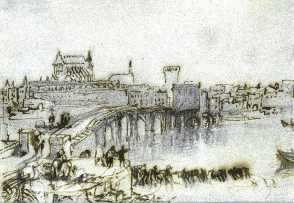 Main Product Photo of The Bridge at Vernon, from Vernonnet Painting by Joseph Mallord William Turner