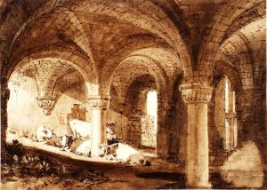 The Crypt of Kirkstall Abbey by Joseph Mallord William Turner Oil Painting