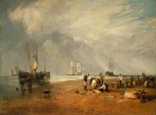 The Fish Market at Hastings Beach by Joseph Mallord William Turner - Hand-Painted Oil Painting Reproduction