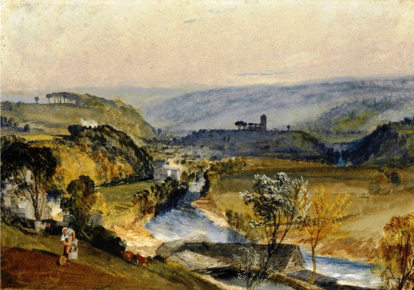 The Valley of Washnurn and Leathley Church by Joseph Mallord William Turner - Hand-Painted Oil Painting Reproduction