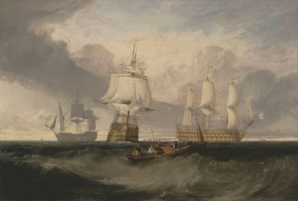 The Victory Returning from Trafalgar, in Three Positions  by Joseph Mallord William Turner - Hand-Painted Oil Painting Reproduction