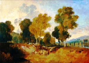 Trees Beside the River, with Bridge in the Middle Distance by Joseph Mallord William Turner Oil Painting