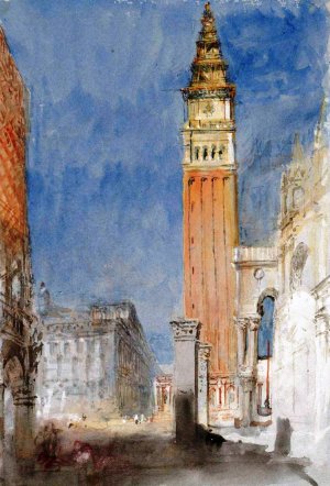 Venice, the Campanile of San Marco, with the Pilastri Acritani, from the Porta della Carta