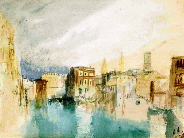 Venice, The Grand Canal Looking towards the Pescaria and the Fabbriche Nuove by Joseph Mallord William Turner - Hand-Painted Oil Painting Reproduction