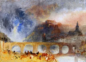 View of Givet, on the Meuse, South of Dinant by Joseph Mallord William Turner - Oil Painting Reproduction