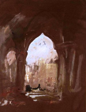 View Through Medieval Arches on to a Moonlit Canal by Joseph Mallord William Turner Oil Painting