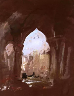View Through Medieval Arches on to a Moonlit Canal by Joseph Mallord William Turner Oil Painting