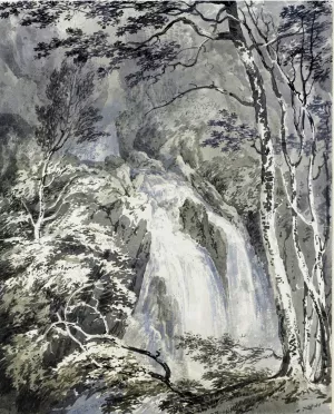 Waterfall in a Wooded Landscape by Joseph Mallord William Turner - Oil Painting Reproduction