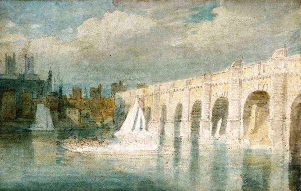 Westminster Bridge, with the Abbey Seen Across the River by Joseph Mallord William Turner - Hand-Painted Oil Painting Reproduction