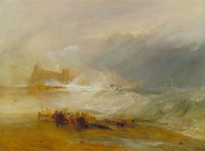 Wreckers — Coast of Northumberland, with a Steam-Boat Assisting a Ship off Shore Oil painting by Joseph Mallord William Turner