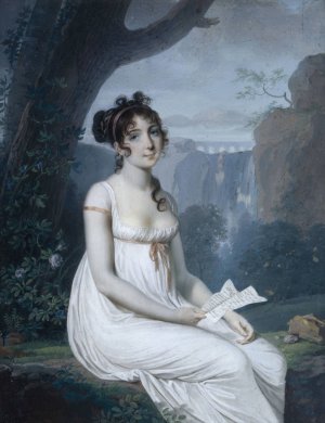 Portrait presume de la cantatrice Carolina Bianchi by Joseph-Marie Bouton Oil Painting