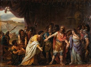 Agamemnon in his tent refusing to give chryseis back to her father by Joseph-Marie Vien Oil Painting