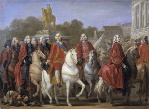 Inauguration De La Statue De Louis XV Sur La Place Du Meme Nom by Joseph-Marie Vien Oil Painting