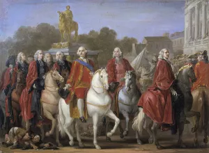 Inauguration De La Statue De Louis XV Sur La Place Du Meme Nom by Joseph-Marie Vien Oil Painting