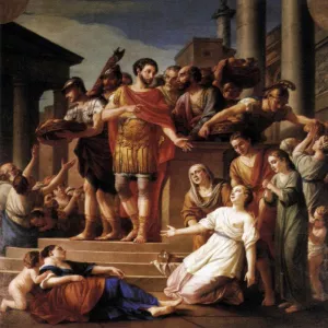 Marcus Aurelius Distributing Bread to the People by Joseph-Marie Vien - Oil Painting Reproduction