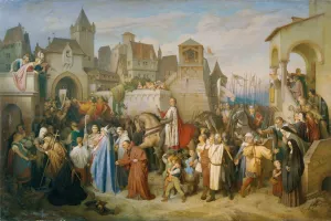 Herzog Leopolds des Glorreichen Einzug in Wien nach dem Kreuzzug von 1219 Oil painting by Joseph Mathias Von Trenkwald