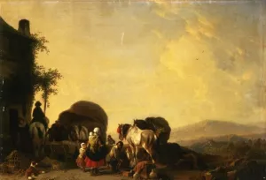 Changing Horses by Joseph Morenhout - Oil Painting Reproduction