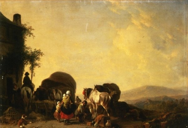 Main Product Photo of Changing Horses Painting by Joseph Morenhout