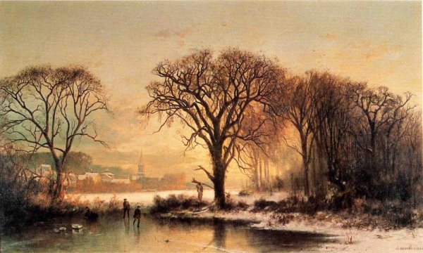 Main Product Photo of Winter in Medford Painting by Joseph Morviller