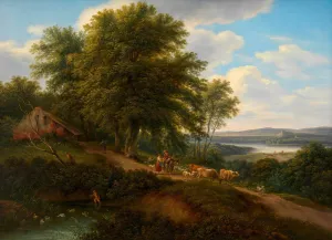Fluslandschaft mit Viehherde Oil painting by Joseph Mossmer