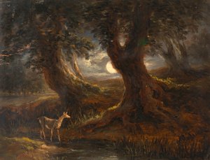 Waldpartie bei Mondlicht by Joseph Mossmer Oil Painting