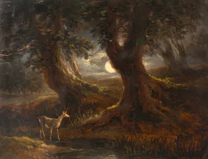 Waldpartie bei Mondlicht Oil painting by Joseph Mossmer