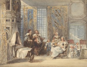 Scene with Family and Guest in Seventeenth-century Interior by Joseph Nash Oil Painting