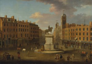 Charing Cross, with the Statue of King Charles I and Northumberland House by Joseph Nickolls Oil Painting