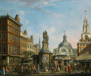 View Of The Stocks Market, London by Joseph Nickolls Oil Painting