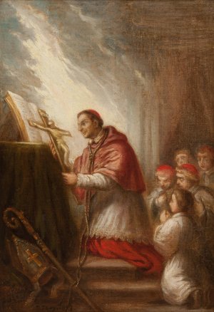 Saint Charles Borromee by Joseph-Nicolas Jouy Oil Painting