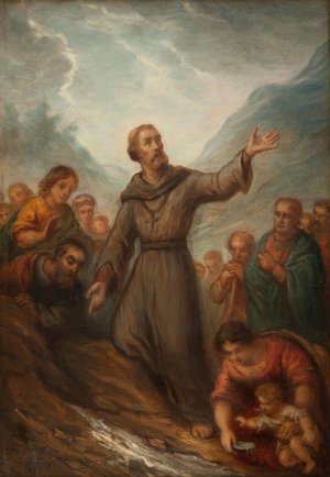 Saint Leonard faisant jaillir une source by Joseph-Nicolas Jouy Oil Painting
