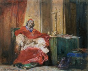 Cardinal Richelieu by Joseph Nicolas Robert-Fleury Oil Painting