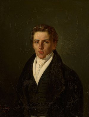 Portrait of a young man by Joseph Nicolas Robert-Fleury Oil Painting
