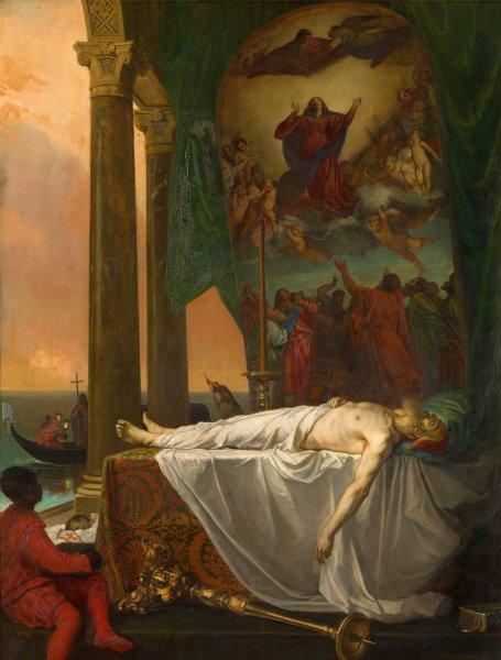 Titian Lying in State in the Palazzo Barbarigo  by Joseph Nicolas Robert-Fleury - Hand-Painted Oil Painting Reproduction