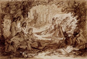 Cymocles Discovered By Atis In The Bowre Of Blisse, Spencer's Fairie Queene, BookII, Chapter V by Joseph Noel Paton Oil Painting