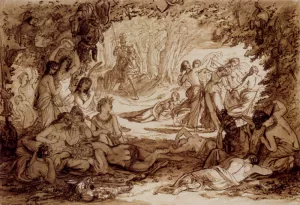Cymocles Discovered By Atis In The Bowre Of Blisse, Spencer's Fairie Queene, BookII, Chapter V by Joseph Noel Paton - Oil Painting Reproduction