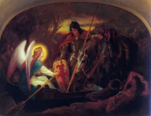 How an Angel Rowed Sir Galahad Across the Dern Mere Oil painting by Joseph Noel Paton