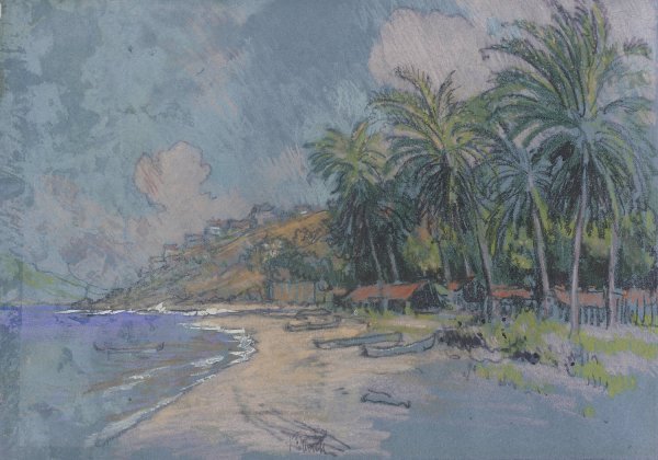 Beach, Acapulco  by Joseph Pennell - Hand-Painted Oil Painting Reproduction