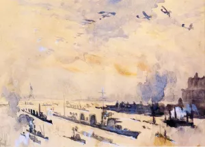 Bringing Home the Heroes After the Zeppelin Explosion by Joseph Pennell - Oil Painting Reproduction