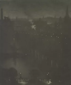 Charing Cross Bridge at Night by Joseph Pennell Oil Painting