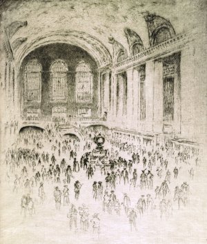 Concourse, Grand Central by Joseph Pennell Oil Painting