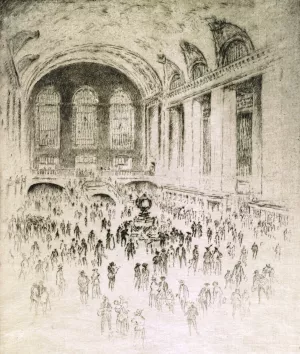 Concourse, Grand Central by Joseph Pennell Oil Painting