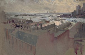 New York Bay from the Margaret by Joseph Pennell Oil Painting