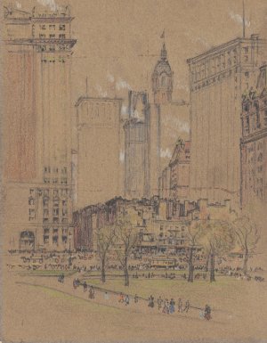 New York,the Old and the New by Joseph Pennell Oil Painting
