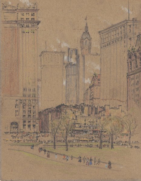 New York,the Old and the New  by Joseph Pennell - Hand-Painted Oil Painting Reproduction