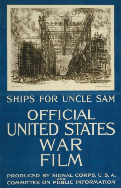 Ships for Uncle Sam-Official United States war film  by Joseph Pennell - Hand-Painted Oil Painting Reproduction
